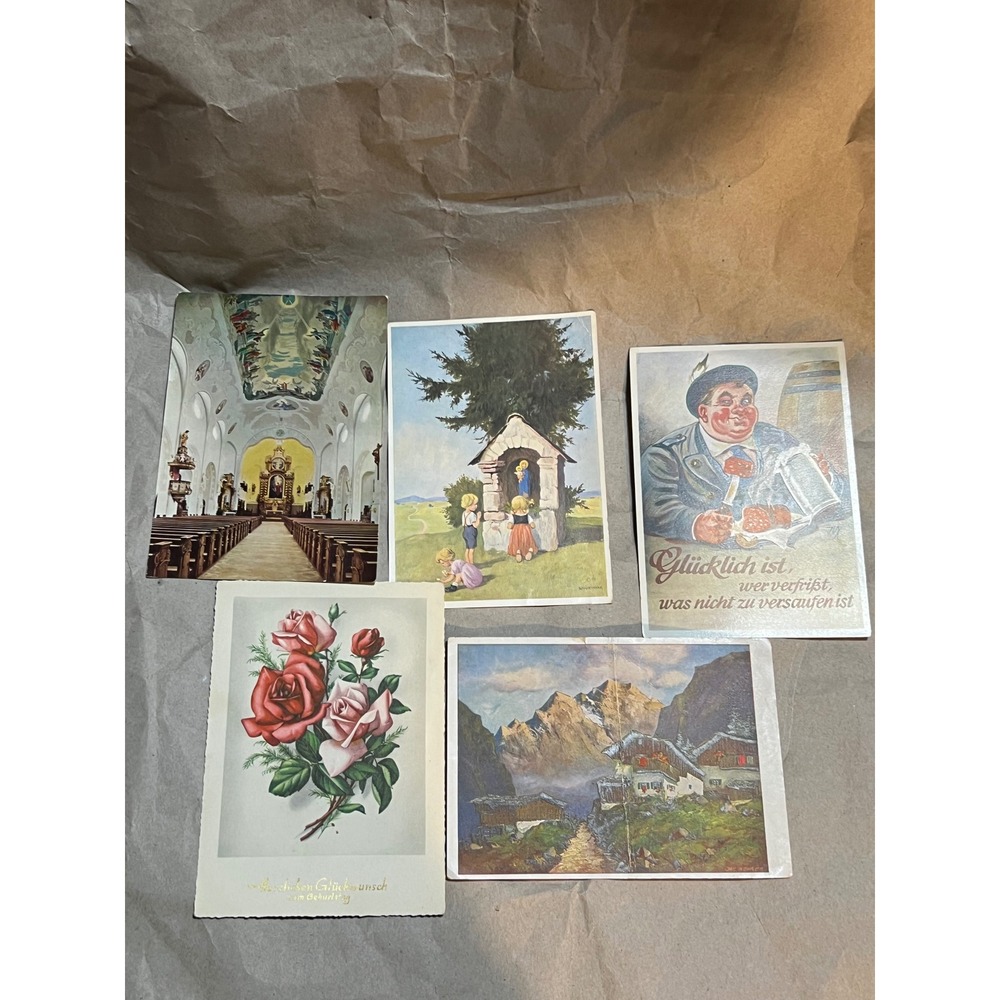 4x6 Vintage Postcards Multicolor German Landscapes Religious Floral Set